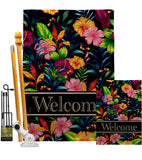 Tropical Welcome Floral - Floral Garden Friends Vertical Impressions Decorative Flags HG120012 Made In USA