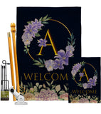 Welcome A Initial - Floral Spring Vertical Impressions Decorative Flags HG130235 Made In USA
