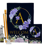 Welcome A Initial - Floral Spring Vertical Impressions Decorative Flags HG130235 Made In USA