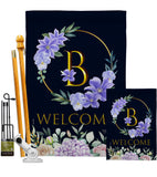 Welcome B Initial - Floral Spring Vertical Impressions Decorative Flags HG130236 Made In USA