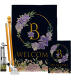 Welcome B Initial - Floral Spring Vertical Impressions Decorative Flags HG130236 Made In USA