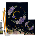 Welcome C Initial - Floral Spring Vertical Impressions Decorative Flags HG130237 Made In USA