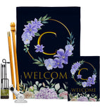 Welcome C Initial - Floral Spring Vertical Impressions Decorative Flags HG130237 Made In USA