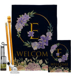 Welcome E Initial - Floral Spring Vertical Impressions Decorative Flags HG130239 Made In USA