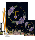 Welcome F Initial - Floral Spring Vertical Impressions Decorative Flags HG130240 Made In USA