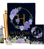 Welcome H Initial - Floral Spring Vertical Impressions Decorative Flags HG130242 Made In USA