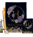 Welcome H Initial - Floral Spring Vertical Impressions Decorative Flags HG130242 Made In USA