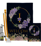 Welcome I Initial - Floral Spring Vertical Impressions Decorative Flags HG130243 Made In USA