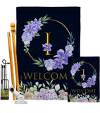 Welcome I Initial - Floral Spring Vertical Impressions Decorative Flags HG130243 Made In USA