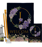 Welcome J Initial - Floral Spring Vertical Impressions Decorative Flags HG130244 Made In USA