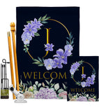 Welcome J Initial - Floral Spring Vertical Impressions Decorative Flags HG130244 Made In USA