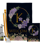 Welcome K Initial - Floral Spring Vertical Impressions Decorative Flags HG130245 Made In USA