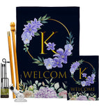 Welcome K Initial - Floral Spring Vertical Impressions Decorative Flags HG130245 Made In USA