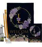 Welcome L Initial - Floral Spring Vertical Impressions Decorative Flags HG130246 Made In USA