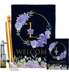 Welcome L Initial - Floral Spring Vertical Impressions Decorative Flags HG130246 Made In USA