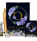 Welcome O Initial - Floral Spring Vertical Impressions Decorative Flags HG130249 Made In USA