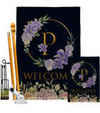 Welcome P Initial - Floral Spring Vertical Impressions Decorative Flags HG130250 Made In USA