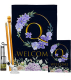 Welcome Q Initial - Floral Spring Vertical Impressions Decorative Flags HG130251 Made In USA