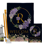 Welcome R Initial - Floral Spring Vertical Impressions Decorative Flags HG130252 Made In USA