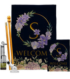 Welcome S Initial - Floral Spring Vertical Impressions Decorative Flags HG130253 Made In USA