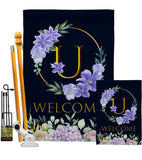 Welcome U Initial - Floral Spring Vertical Impressions Decorative Flags HG130255 Made In USA