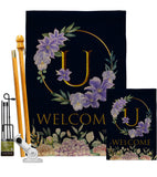 Welcome U Initial - Floral Spring Vertical Impressions Decorative Flags HG130255 Made In USA