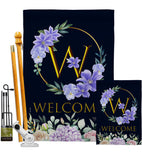 Welcome W Initial - Floral Spring Vertical Impressions Decorative Flags HG130257 Made In USA