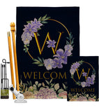 Welcome W Initial - Floral Spring Vertical Impressions Decorative Flags HG130257 Made In USA