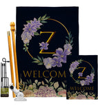 Welcome Z Initial - Floral Spring Vertical Impressions Decorative Flags HG130260 Made In USA