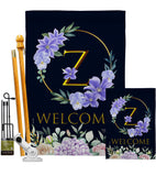 Welcome Z Initial - Floral Spring Vertical Impressions Decorative Flags HG130260 Made In USA