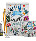 Hello Spring - Floral Garden Friends Vertical Impressions Decorative Flags HG130334 Made In USA