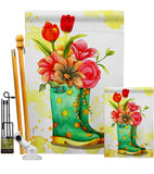 Spring Boots - Floral Spring Vertical Impressions Decorative Flags HG192649 Made In USA