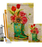 Spring Boots - Floral Spring Vertical Impressions Decorative Flags HG192649 Made In USA