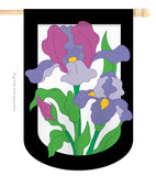 Iris - Floral Spring Vertical Applique Decorative Flags HG104052