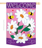 Daisies - Floral Spring Vertical Applique Decorative Flags HG104060