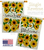 Welcome Sunflowers Bouquet - Floral Spring Vertical Impressions Decorative Flags HG104091 Made In USA