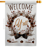 Welcome Y'all Cotton Reef - Floral Spring Vertical Impressions Decorative Flags HG104092 Made In USA