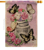 Butterflies Water Can - Floral Spring Vertical Impressions Decorative Flags HG104117 Made In USA