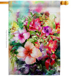 Bright Hibiscus - Floral Spring Vertical Impressions Decorative Flags HG104125 Made In USA