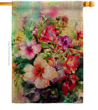 Bright Hibiscus - Floral Spring Vertical Impressions Decorative Flags HG104125 Made In USA