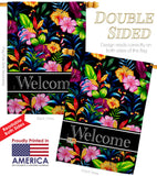 Tropical Welcome Floral - Floral Garden Friends Vertical Impressions Decorative Flags HG120012 Made In USA