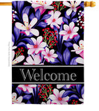 Pink Welcome Floral - Floral Garden Friends Vertical Impressions Decorative Flags HG120015 Made In USA