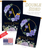 Welcome A Initial - Floral Spring Vertical Impressions Decorative Flags HG130235 Made In USA