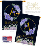 Welcome A Initial - Floral Spring Vertical Impressions Decorative Flags HG130235 Made In USA