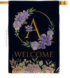 Welcome A Initial - Floral Spring Vertical Impressions Decorative Flags HG130235 Made In USA