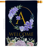 Welcome A Initial - Floral Spring Vertical Impressions Decorative Flags HG130235 Made In USA