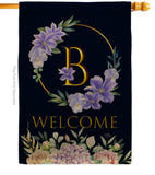 Welcome B Initial - Floral Spring Vertical Impressions Decorative Flags HG130236 Made In USA