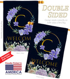 Welcome C Initial - Floral Spring Vertical Impressions Decorative Flags HG130237 Made In USA