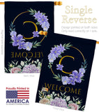 Welcome C Initial - Floral Spring Vertical Impressions Decorative Flags HG130237 Made In USA