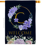 Welcome C Initial - Floral Spring Vertical Impressions Decorative Flags HG130237 Made In USA